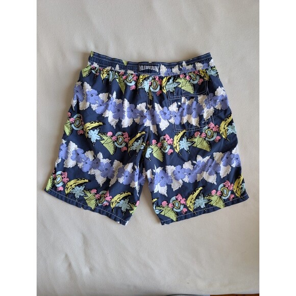Vilebrequin Mens Swim Trunks XL Floral Print Tropical Fruit Retro Surf Beach Lei - Picture 2 of 10